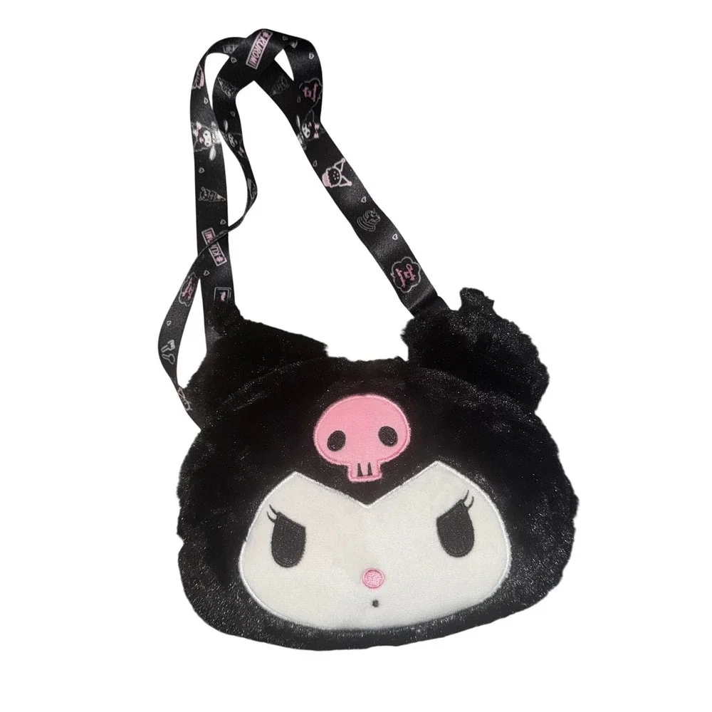 Kuromi Face‎ Shoulder Bag Cute Women Girl's Travel Bag Fuzzy New